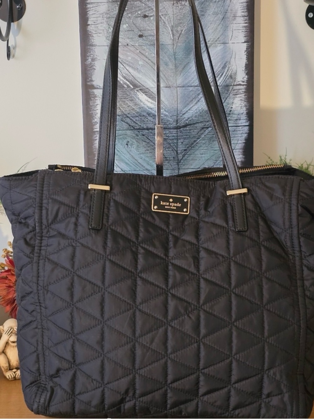 Kate Spade Black Quilted Tote Bag